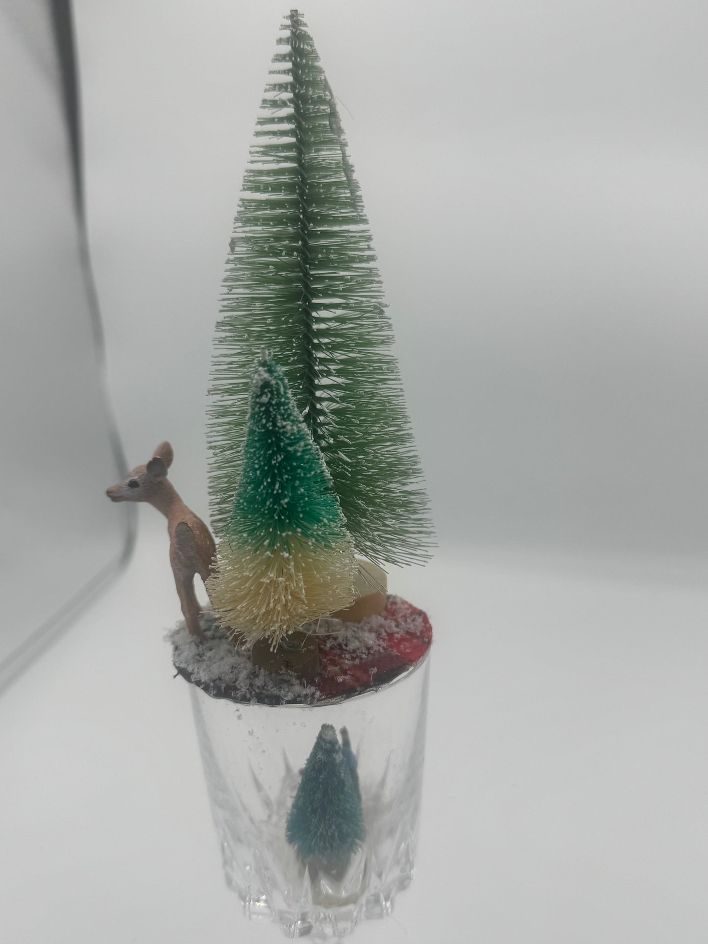 Upcycled Glass Winter Woods Scene Decor
