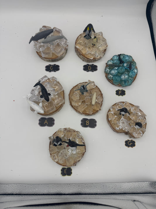 Playful Polar Animals on Ice Scene