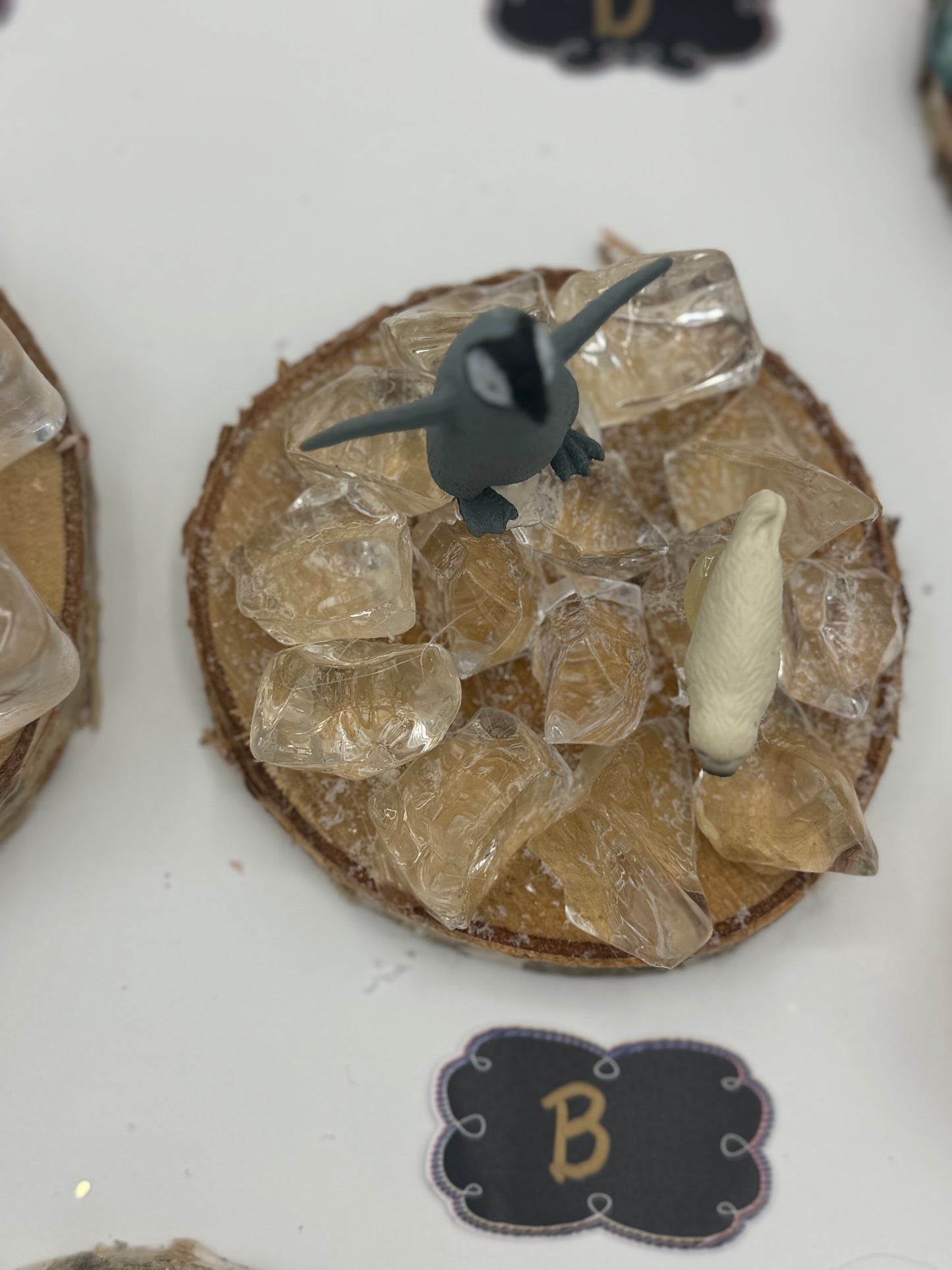 Playful Polar Animals on Ice Scene