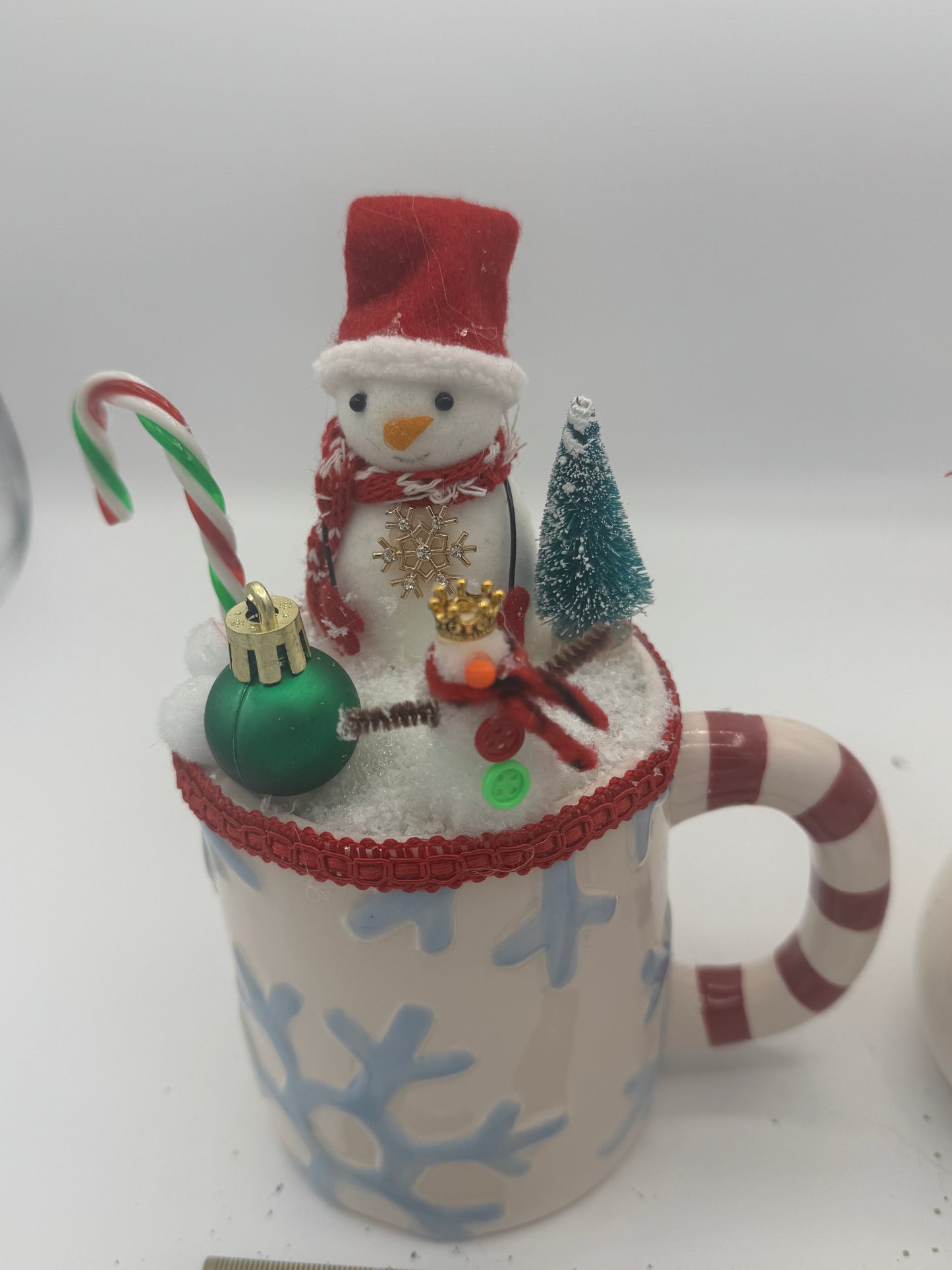 Snowmen making Snowmen Whimsical Up-Cycled Holiday Decor Mugs