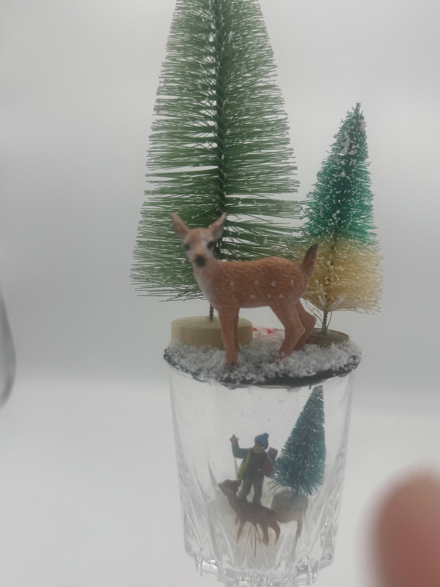 Upcycled Glass Winter Woods Scene Decor