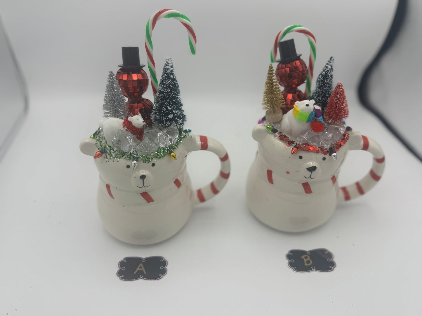 Polar Bear Holiday Scene Up-Cycled Decor Mug