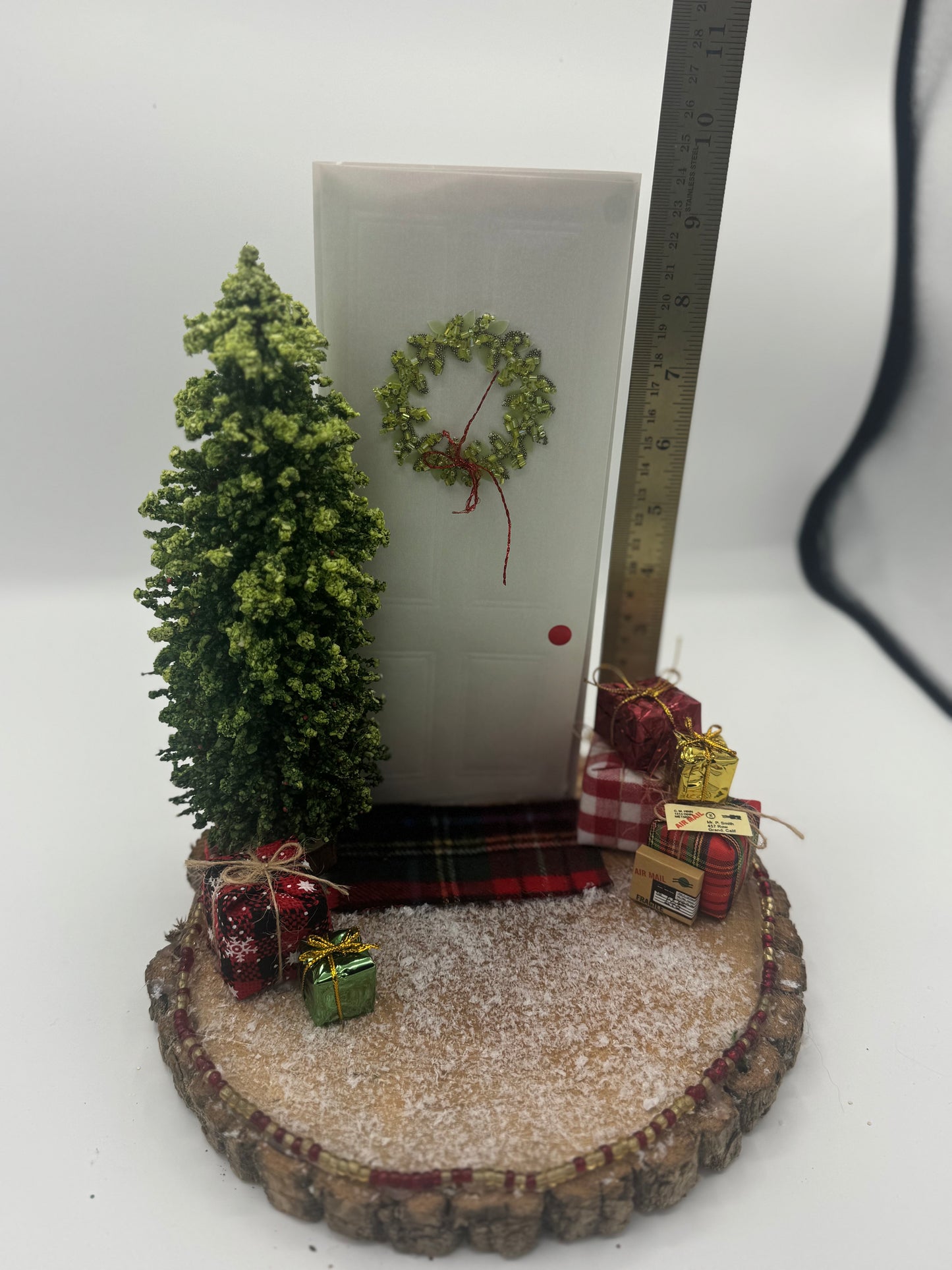 Home for the Holidays Front Door Wood Slice Decor