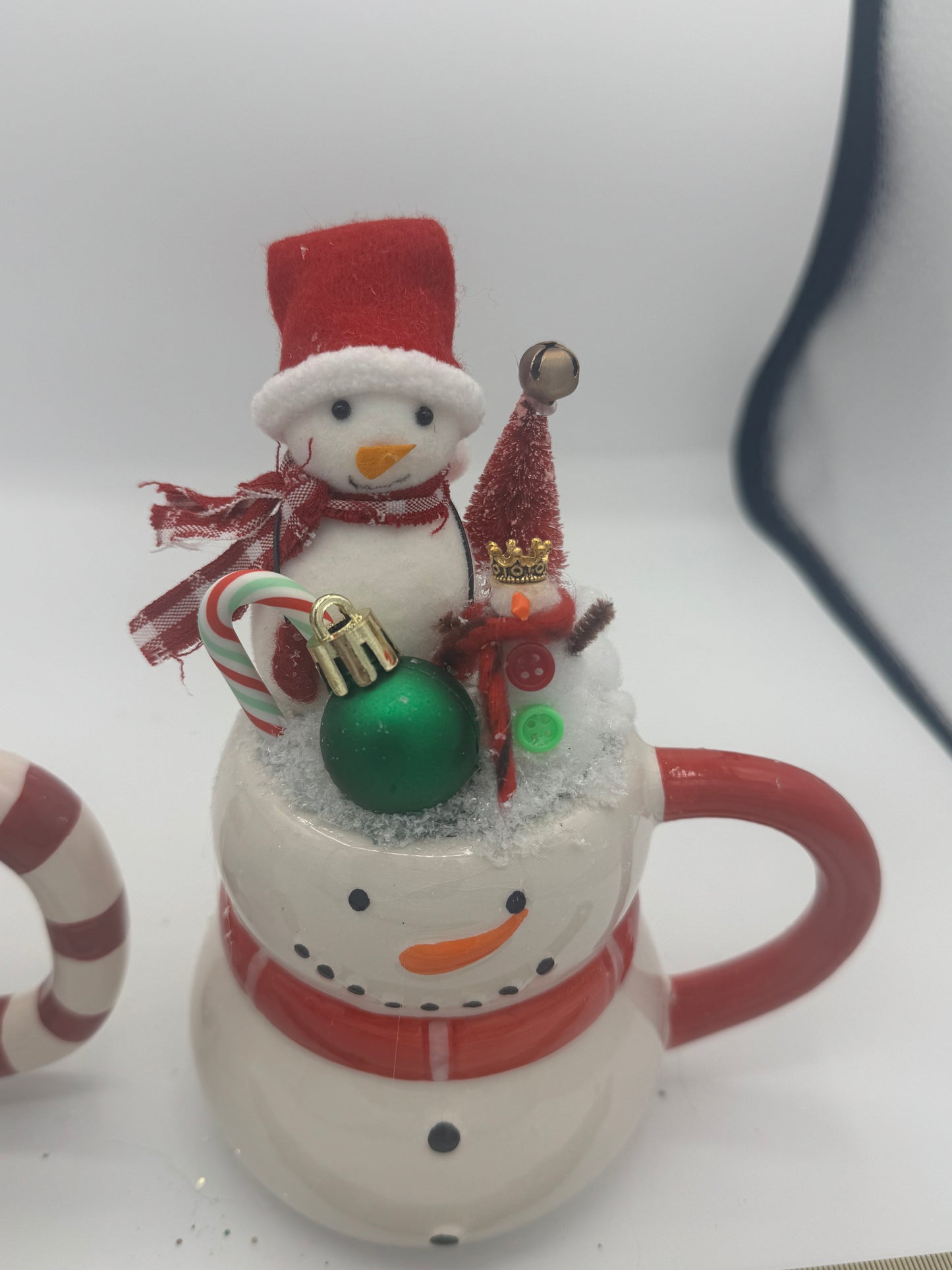 Snowmen making Snowmen Whimsical Up-Cycled Holiday Decor Mugs