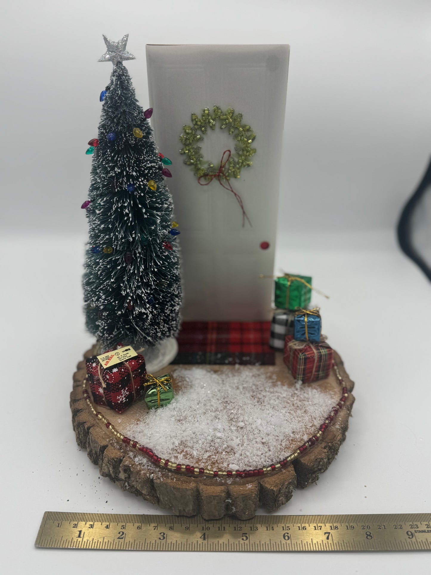 Home for the Holidays Front Door Wood Slice Decor