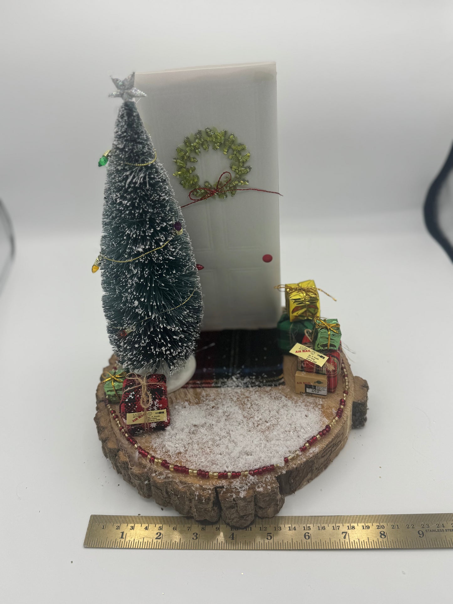 Home for the Holidays Front Door Wood Slice Decor