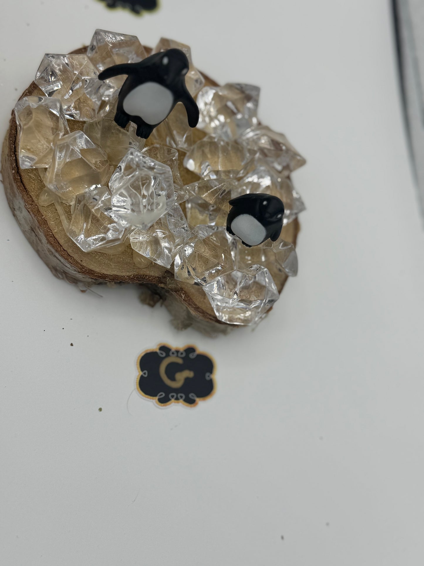 Playful Polar Animals on Ice Scene