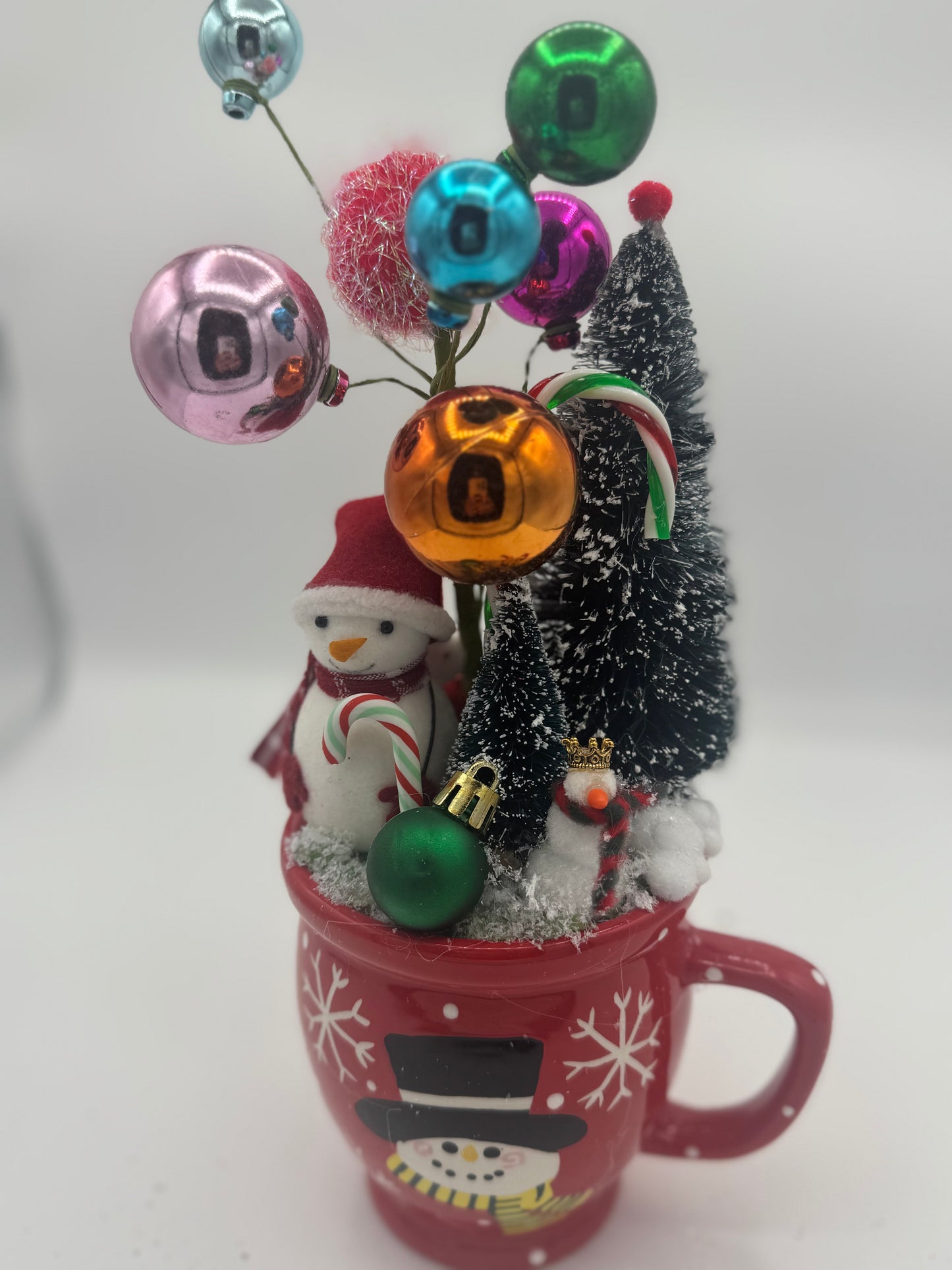 Snowman’s Snowball Fight Party Up-Cycled Decor Mug