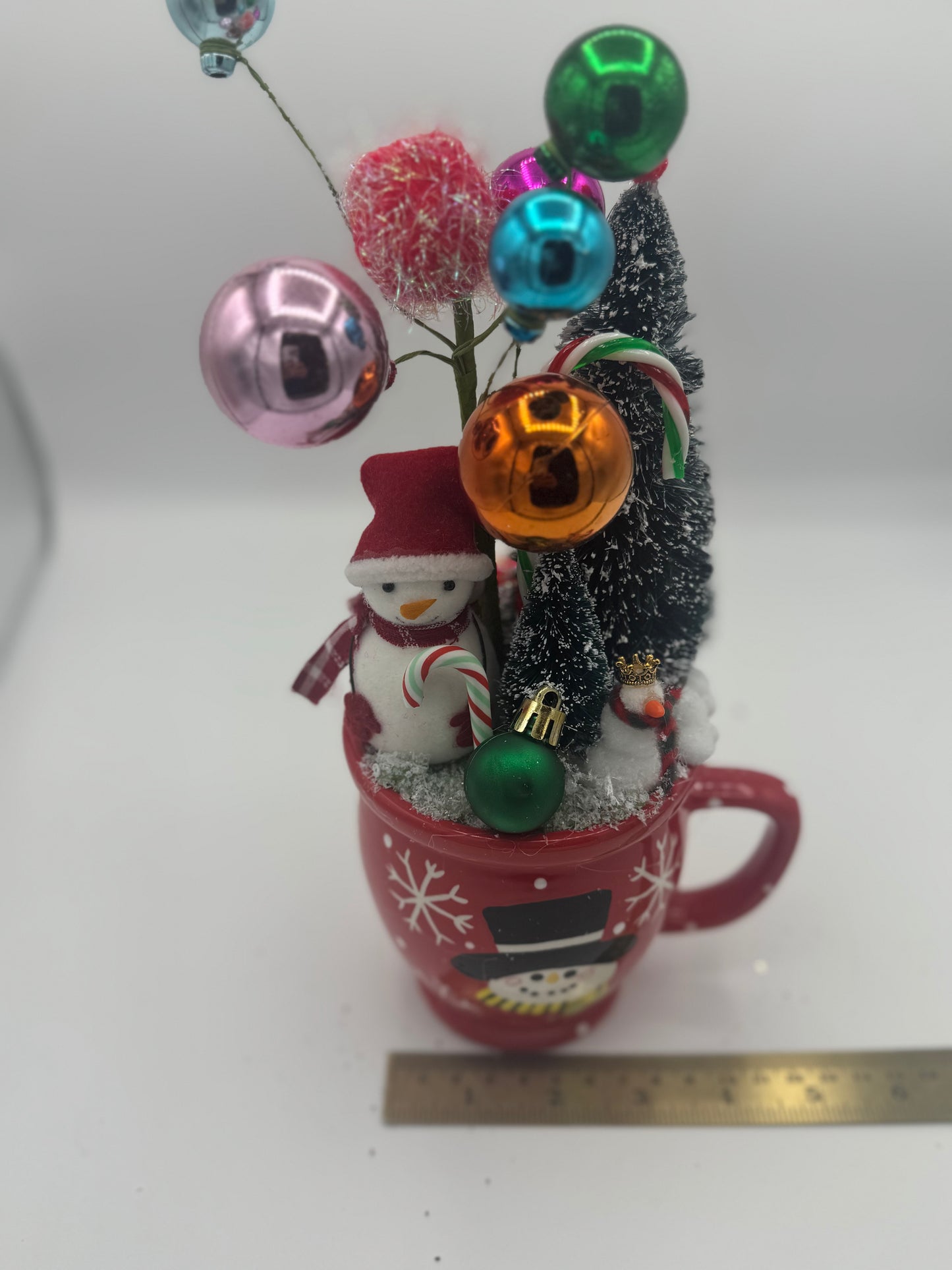Snowman’s Snowball Fight Party Up-Cycled Decor Mug